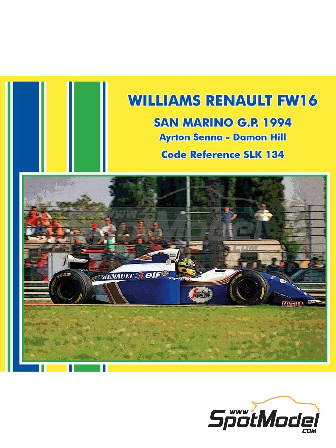 Williams Renault FW16 Williams Grand Prix Engineering Team sponsored by  Rothmans - San Marino Formula 1 Grand Prix 1994. Car scale model kit in  1/43 s